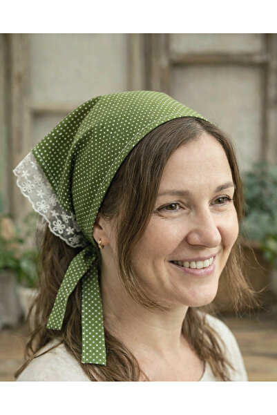 Mufincollection Τριγωνική μπαντάνα με δαντέλα και πουά – Βαμβακερή κομψή κορδ...