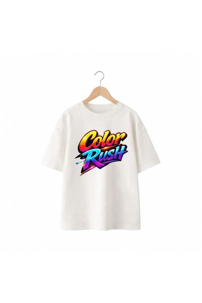 playwear تي شيرت مطبوع عليه Color Rush مصنوع من القطن بنسبة 100% واسع الحجم و...