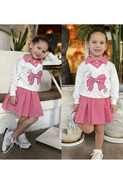 ARBİ kids Κοριτσίστικο πουκάμισο με σχέδιο φιόγκου, κομψό σετ δύο τεμαχίων με...