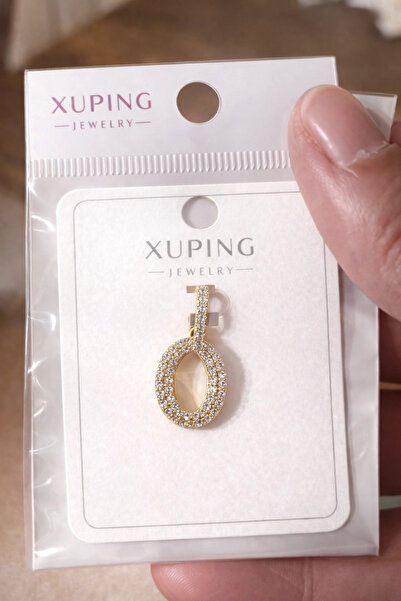 naaksesuar Xuping Taşlı Oval Kolye Ucu 14K Kaplama