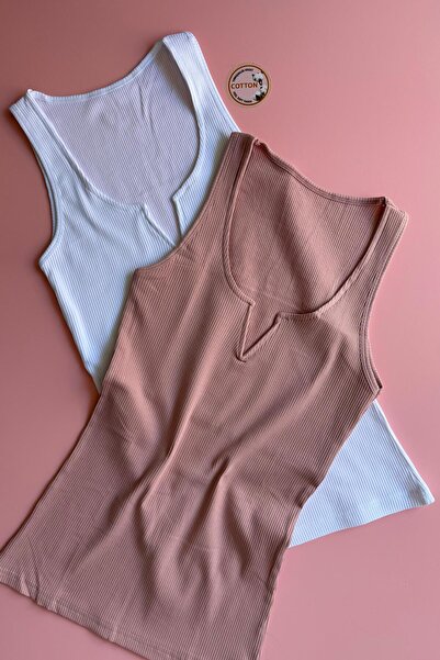 VicTroy Luniva 2-Pack |   Hidden Iron V Low-Cut Camisole Fabric White and Dus...