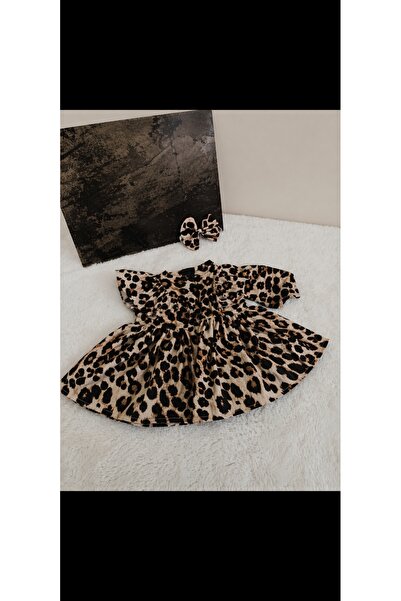 Elwirababyboutiqe Φόρεμα με λεπτομέρεια φιόγκου στον έναν ώμο με σχέδιο λεοπάρ