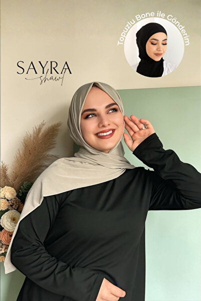 SAYRA Çıtçıtlı Hazır Şal ve Boyunluklu Bone 2’li Set – İthal Kumaş | Yeni Sezon