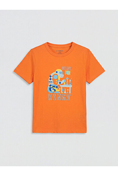 LC Waikiki Nevavm Oval Collar Printed Boys' T-Shirt with Difference