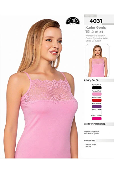 BENALİ Underwear (3 Pcs) Silver Wide Tulle Lycra Thin Strap Tank Top
