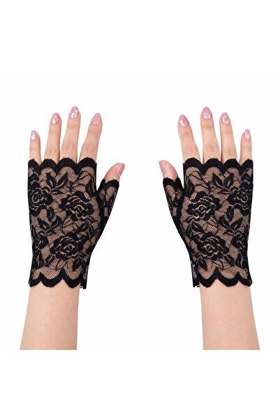 SORA GROUP ®   Black Lace Fingerless Short Gloves