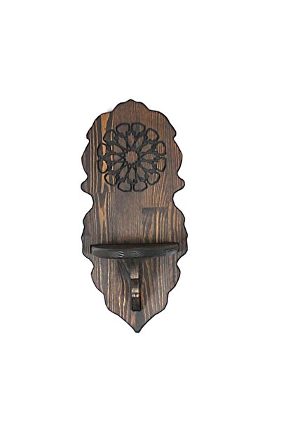 Otantik Çarşı Ahşap Oymalı Kavukluk Lambalık Raf 50x22x16 cm.