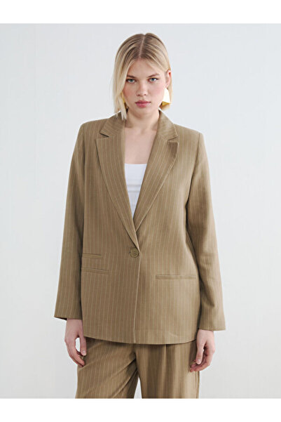 LC Waikiki Jachetă blazer pentru femei din amestec de in cu dungi, Sparkling ...
