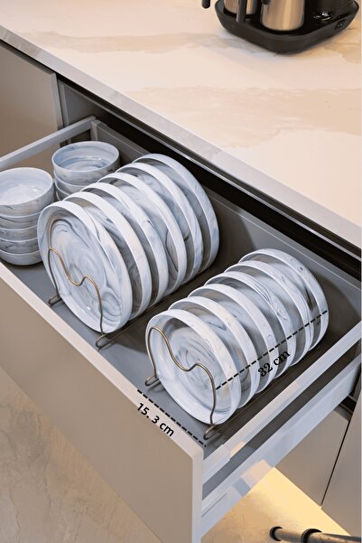 Edora Home Ματ χρυσός οργανωτής καπακιών κατσαρόλας 6 θέσεων, οργανωτής συρτα...