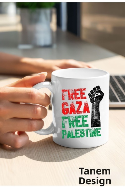 Tanem Tasarım كوب مطبوع بتصميم فلسطيني، كوب غزة، كوب كودس كلاسيكي