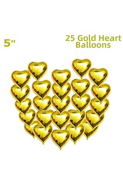 Adana Pasta Malzemeleri Heart Foil 25 Piece Set 10 Inch Gold