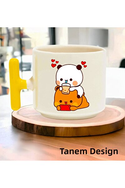 Tanem Tasarım كوب قهوة وشاي هدية ليوم الحب - كوب بمقبض على شكل حرف T