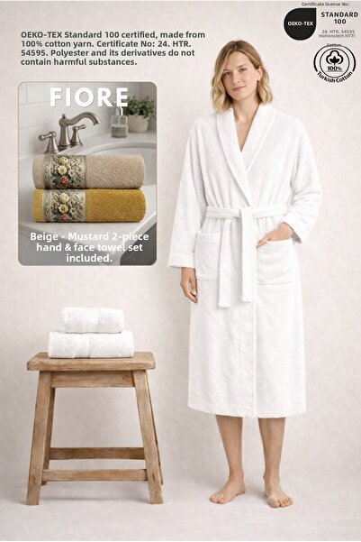 Ellaline Σετ γυναικείας ρόμπας 3 τεμαχίων 100% βαμβακερό πιστοποιημένο + FIOR...