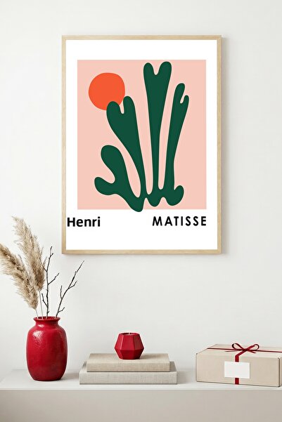 huhuli Επιτραπέζια ζωγραφική με αφηρημένα φυτικά μοτίβα με φυσικό ξύλινο πλαί...