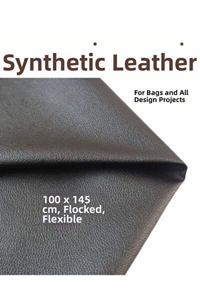 Rasim Uyar Black Faux Leather Lined Fabric 100X145 cm