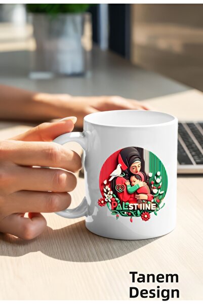 Tanem Tasarım كوب مطبوع بتصميم فلسطيني، كوب غزة، كوب كودس كلاسيكي