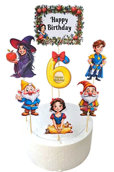 telaşe memuru Snow White Birthday Concept and Cake Topper - 6 Year Old Snow W...