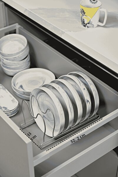 Edora Home Ματ ασημί οργανωτής συρταριού με 6 θήκες για καπάκια κατσαρόλας, α...