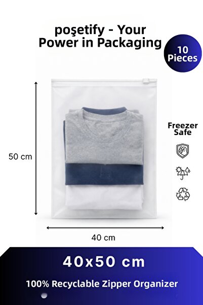 POŞETİFY Zippered Organizer 40X50 cm |   10 Pieces |   Large Size Transparent...