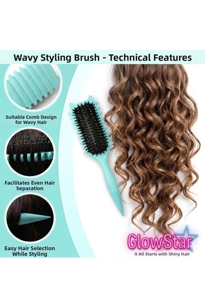 GLOWSTAR Professional Curl Defining Green Hair Brush Easy Combing Magic Curl Wavy and Curly