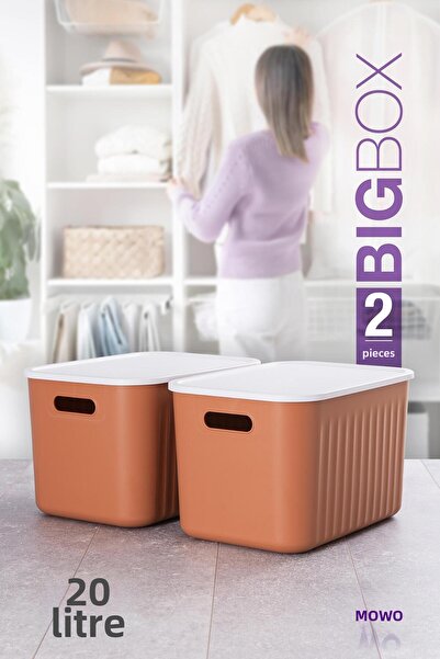 Mowo Home Bigbox 20 Lt 2-Piece Tile Cabinet Organizer with Lid Storage Box Ba...