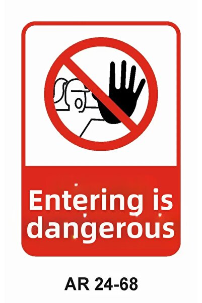 Outdoor One It's Dangerous to Enter Women's Figure Work Safety Warning Sign 1...