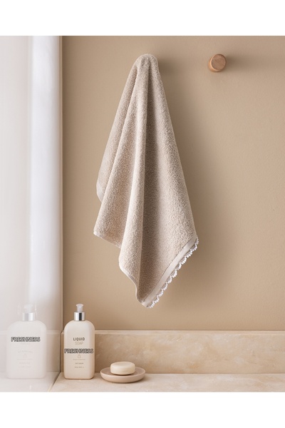 Madame Coco Πετσέτα προσώπου Bastienne Kroşeli 100% βαμβακερή - Μπεζ/Λευκό