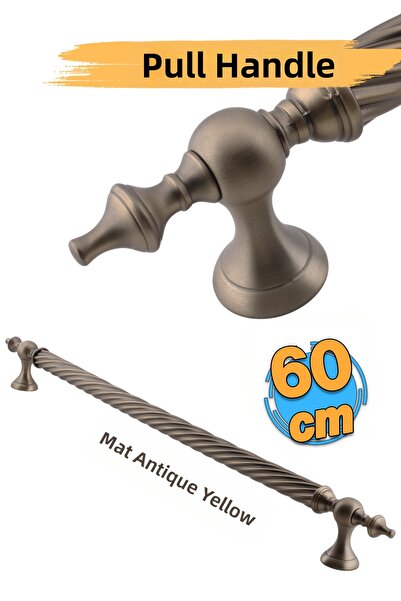 Badem10 Στριφτή Αντικέ Κίτρινη 60 εκ. Ατσάλινη Λαβή Πόρτας Συρόμενη Εξωτερική...