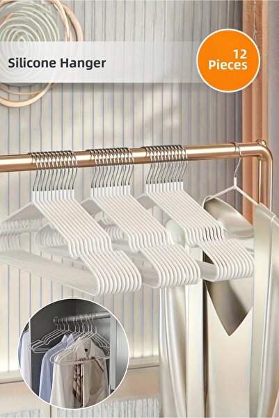 Orvila Σετ 12 κρεμάστρες ρούχων με επίστρωση σιλικόνης, αντιολισθητικές κρεμά...