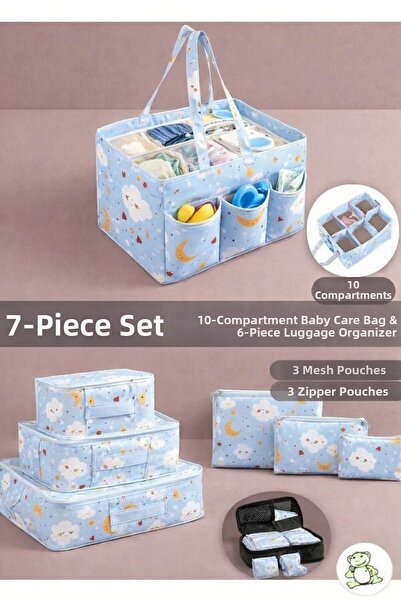 MorOflan 7-Piece Set I 6-Piece Set Patterned Multi-Purpose Organizer in Suitc...