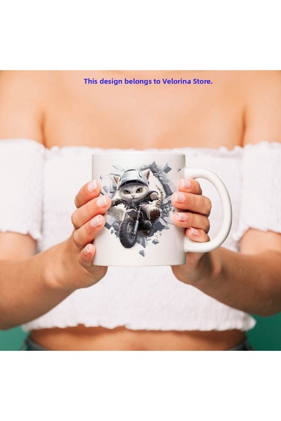 Velorina 3D Mug with Cute Cat Design Coming Out of the Wall - 3D Cat Mugs