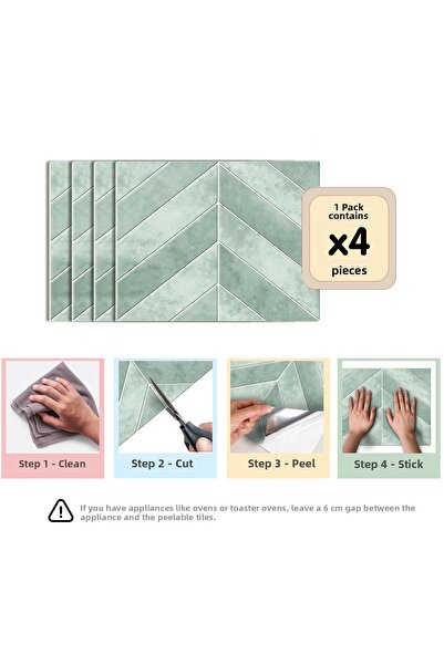 Stickez Tiles 3D Self-Adhesive Wall Tiles 29 cm X 22.86 cm (4 Pieces) 0.265 m²