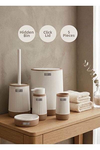 Okyanus Home Σετ μπάνιου Nida Beyaz Due 5 τεμαχίων