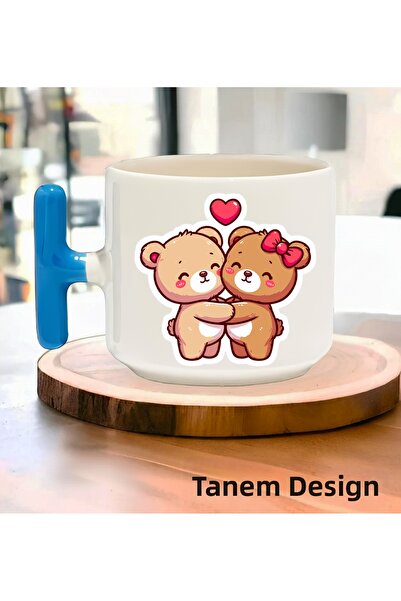 Tanem Tasarım كوب قهوة وشاي هدية ليوم الحب 015 - كوب بمقبض على شكل حرف T