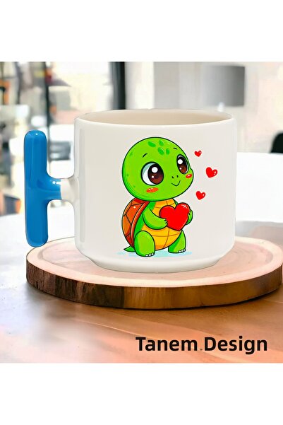 Tanem Tasarım كوب قهوة وشاي هدية ليوم الحب - كوب بمقبض على شكل حرف T