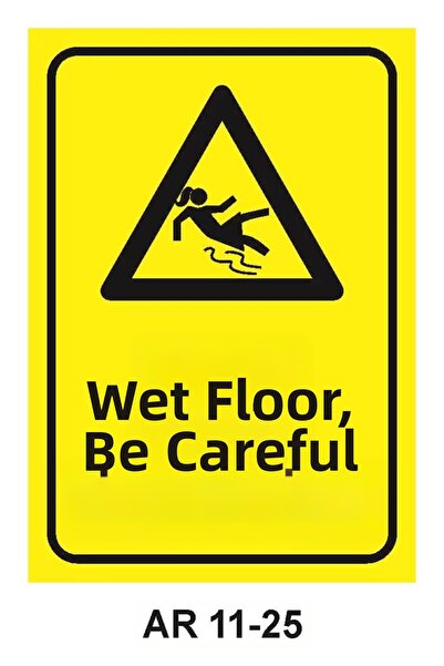 Outdoor One Wet Floor Be Careful Women Figure Work Safety Warning Sign 1 Piec...