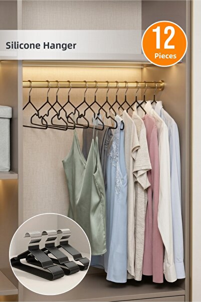 Orvila Σετ 12 κρεμάστρες ρούχων με επίστρωση σιλικόνης, αντιολισθητικές κρεμά...