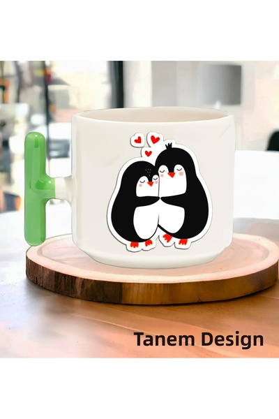 Tanem Tasarım كوب قهوة وشاي هدية ليوم الحب - كوب بمقبض على شكل حرف T