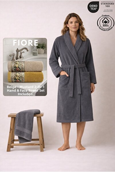 Ellaline Σετ γυναικεία ρόμπα 2 τεμαχίων 100% βαμβακερό πιστοποιημένο + ΔΩΡΟ F...