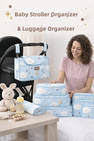 MorOropa Premium Baby Stroller Organizer Bag I Set of 6 Patterned Multi-Purpo...