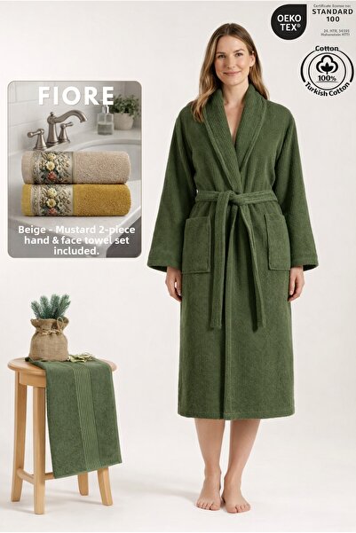 Ellaline Σετ γυναικείων ριγέ μπουρνούζια 2 τεμαχίων 100% βαμβάκι πιστοποιημέν...