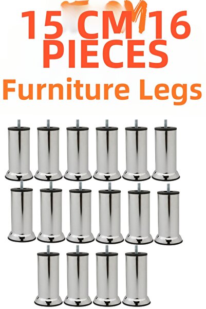 KAYRA LEATHER CRAFT Klc 16 Pieces M8 Fine Thread Chrome Metal Furniture Leg -...