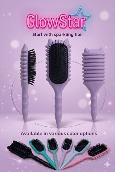 GLOWSTAR Perie profesională pentru părul ondulat Purple Hairbrush, pentru def...