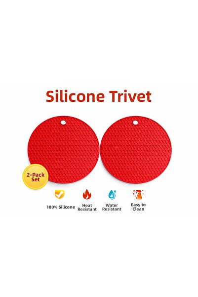 evolis kitchen 2 Pieces of Silicone Red Trivets
