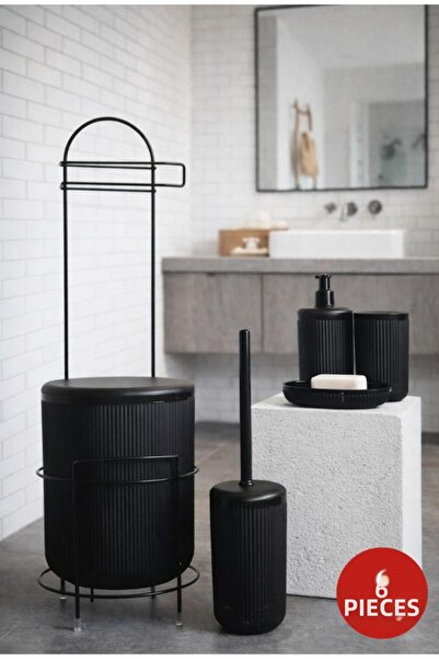 Okyanus Home Suport pentru hârtie WC de rezervă Black Mina și set de baie din...