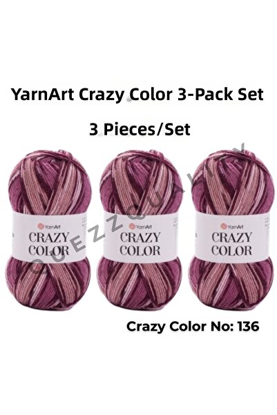 Yarnart Σετ Crazy Color 3 τεμαχίων Νήμα Πλεξίματος Χειροποίητο Μαρμάρινο Νο: 110