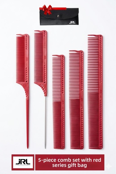 jrl J002 Επαγγελματικό Σετ 5 χτενών styling - Κόκκινη σειρά με δερμάτινη θήκη