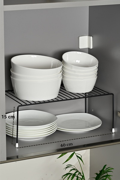 Edora Home Μαύρο ματ οργανωτής ντουλάπας με συρμάτινο ράφι, οργανωτής πιάτων ...