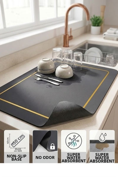 SİHİRLİ MOP Super Absorbent Magic Πατάκι Πιάτων Πάγκος Στεγνώματος Πτυσσόμενο...