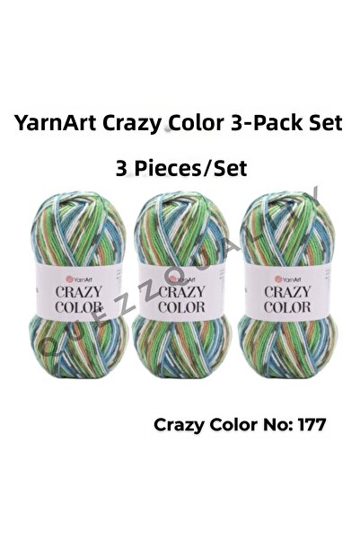 Yarnart Σετ Crazy Color 3 τεμαχίων Νήμα Πλεξίματος Χειροποίητο Μαρμάρινο Νο: 110
